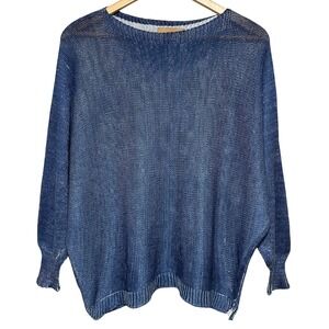 Free For Humanity Metallic Knit Sweater Top Womens L Italy Lightweight Lagenlook